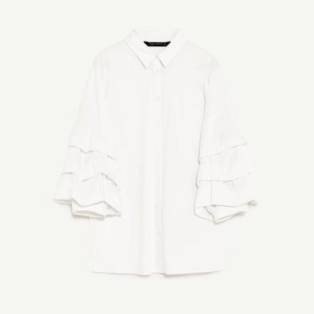 Zara puff-sleeved button up blouse